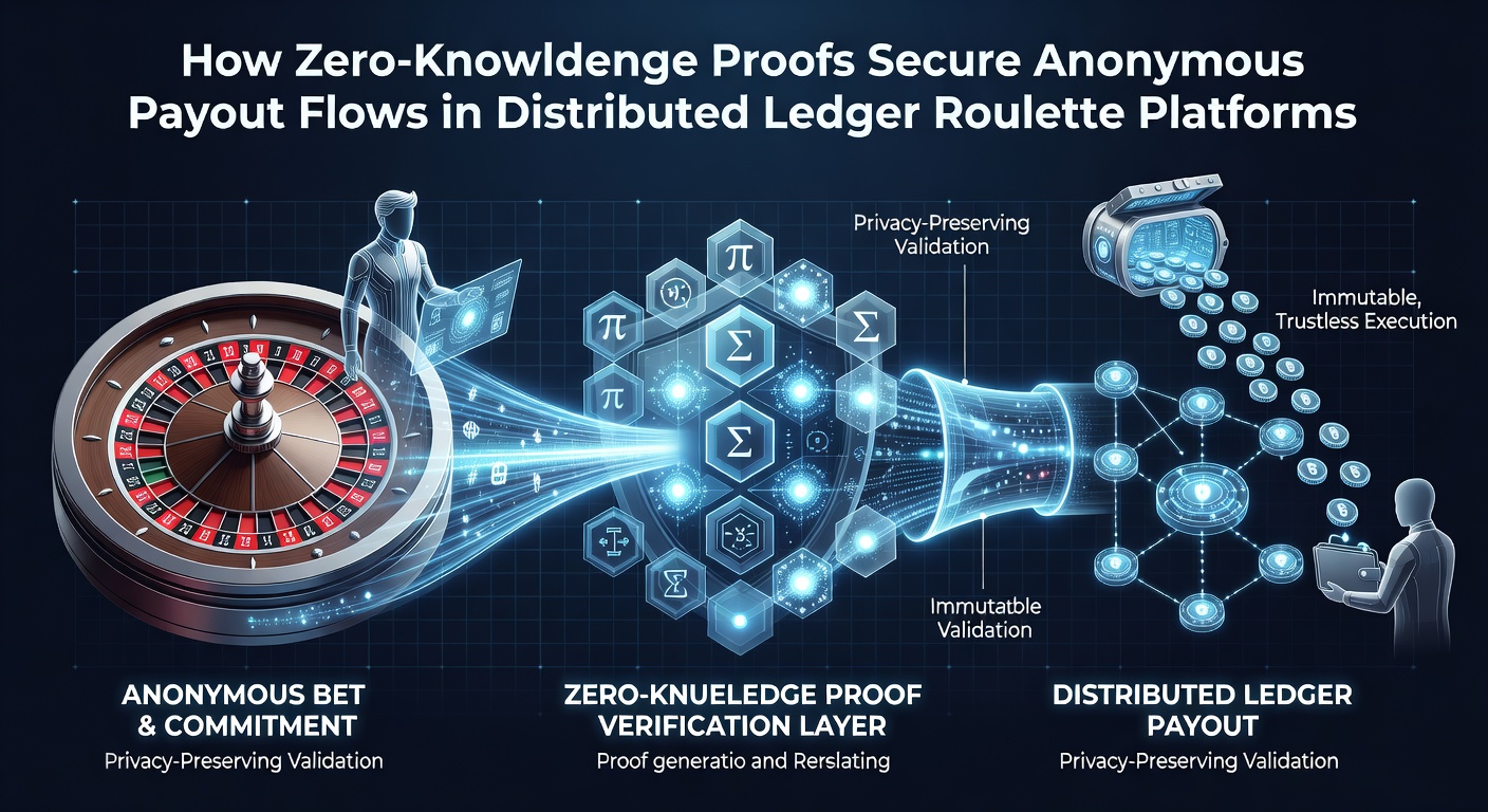 Flussdiagramm anonymer Auszahlungen mit Zero-Knowledge-Proofs auf Distributed Ledgers